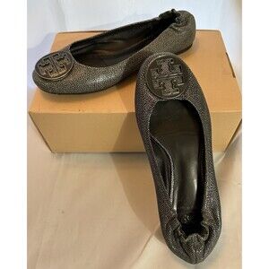 Tory Burch Reva Silver Grey Stingray Ballet Flats Size 8.5